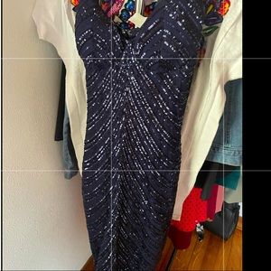 Dark blue dress by the knees